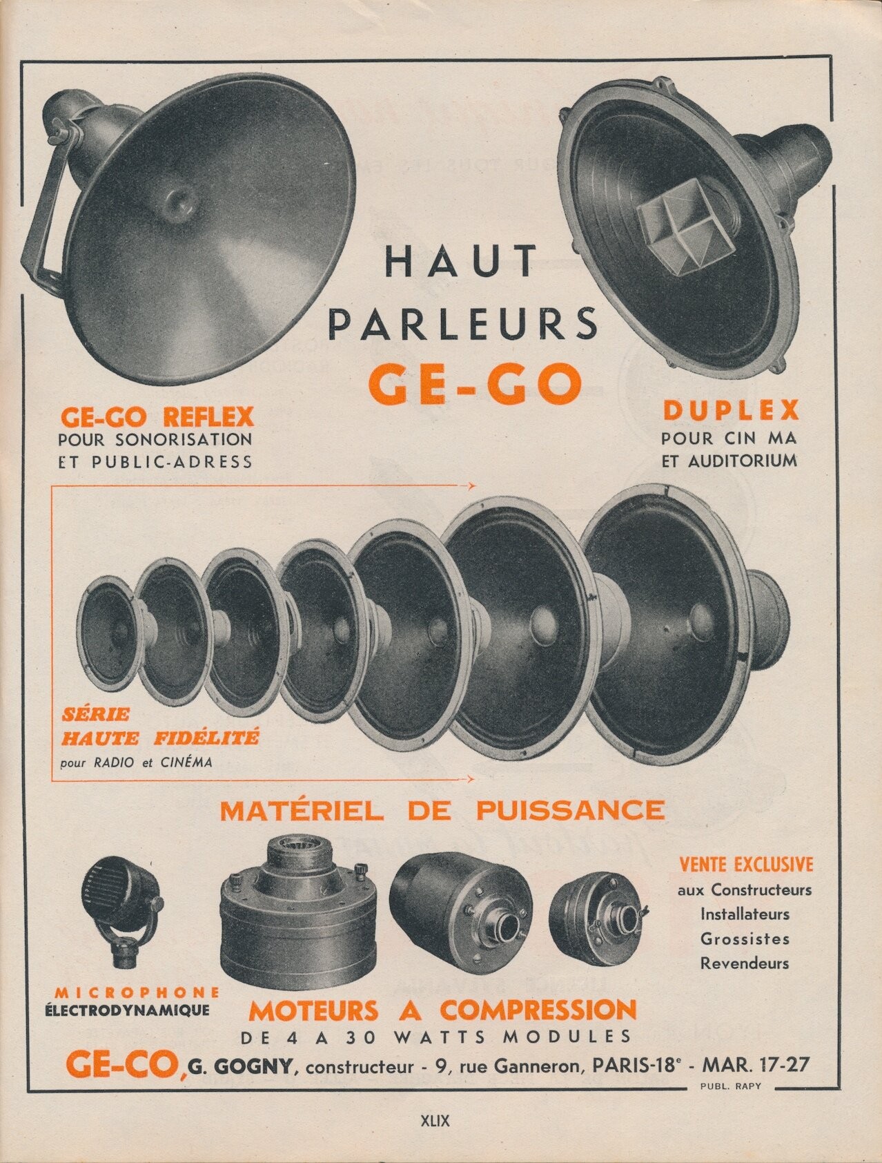 Gé-Go speakers advertisement, 1950s